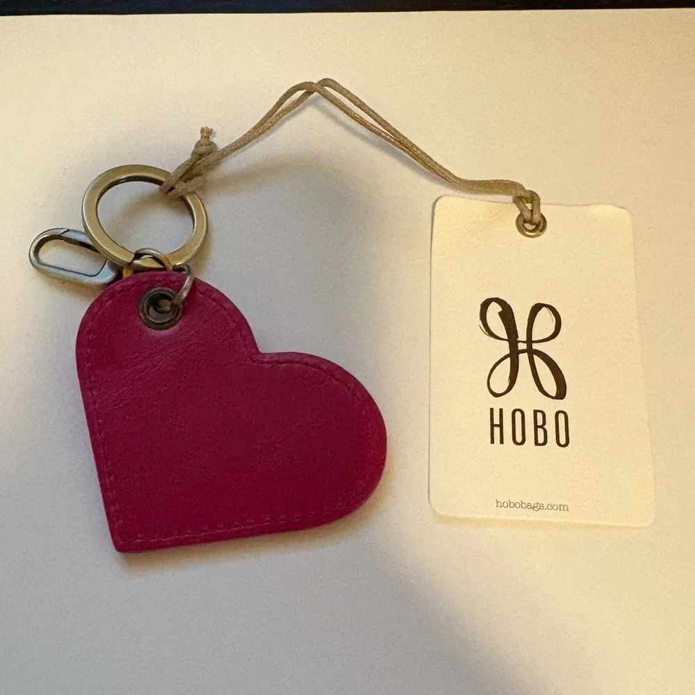 HOBO Magenta Heart Leather Keychain